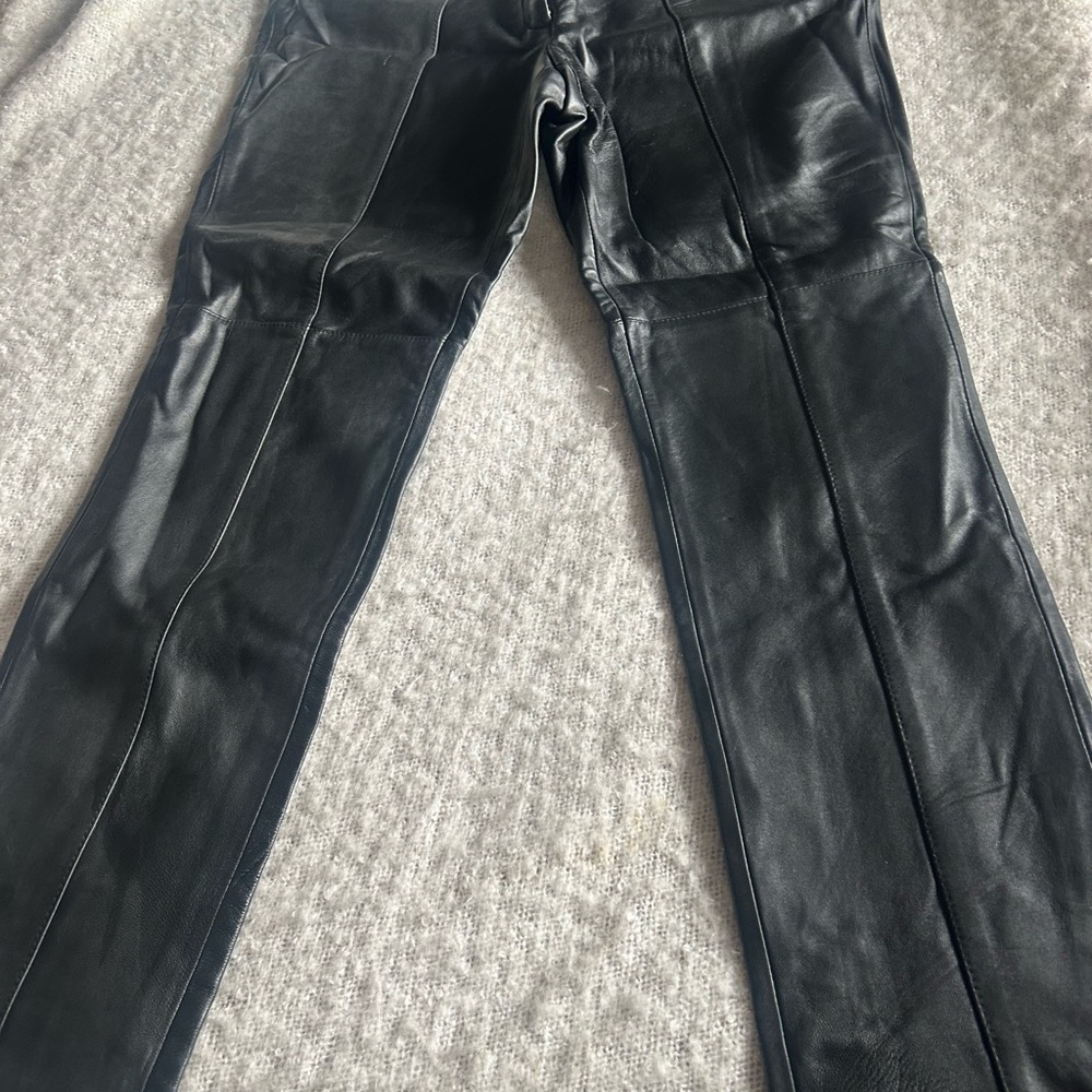 Spiegel Dark Leather Straight Leg Pants